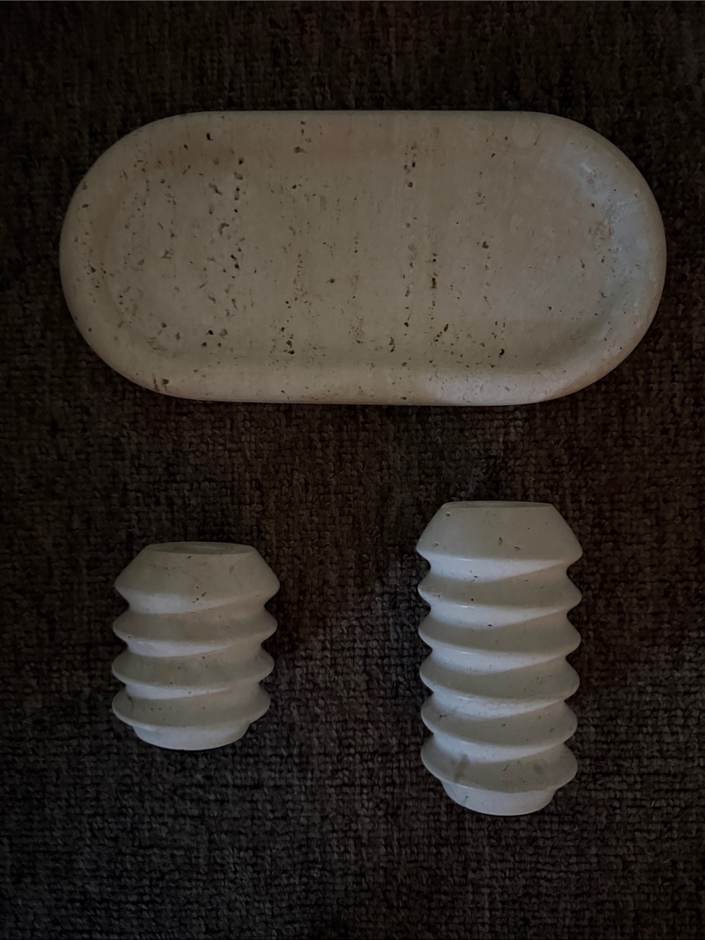 New Tavertine tray and candlestick holders